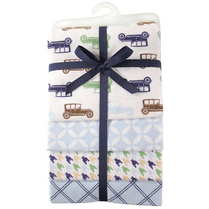 Hudson Baby Unisex Baby Cotton Flannel Receiving Blankets, Blue Cars, One Size