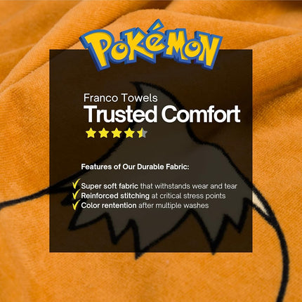 Pokemon Eevee Kids Super Soft Bath/Pool/Beach Soft Cotton Terry Hooded Towel Wrap, 24" x 50", (Officially Licensed Product) By Franco