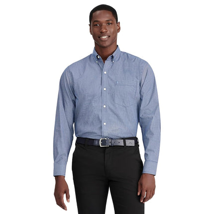 Izod Men's Performance Comfort Long Sleeve Plaid Button Down, Estate Blue, XXL