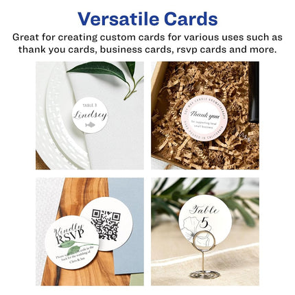 Avery Printable Round Cards with Sure Feed Technology, 2" Diameter, Matte White Cardstock, Print-to-the-Edge, Laser/Inkjet Cards, 600 Total