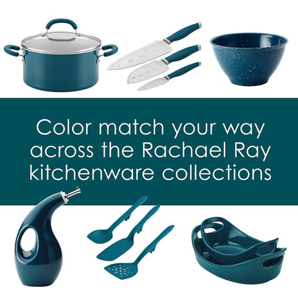 Rachael Ray Tools and Gadgets Spoon, Slotted and Solid Turners Set/Cooking Utensils - 3 Piece, Teal Blue