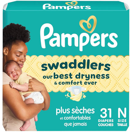 Pampers Baby Diapers - Swaddlers - Size 0, 31 Count, Ultra Absorbent Disposable Newborn Diaper