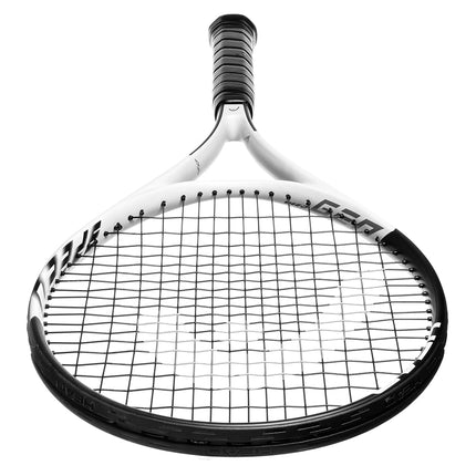 Raquette de tennis adulte HEAD Geo Speed - Pré-cordée Équilibre en tête 27,5 pouces - Manche 4 3/8 pouces, Noir/Blanc