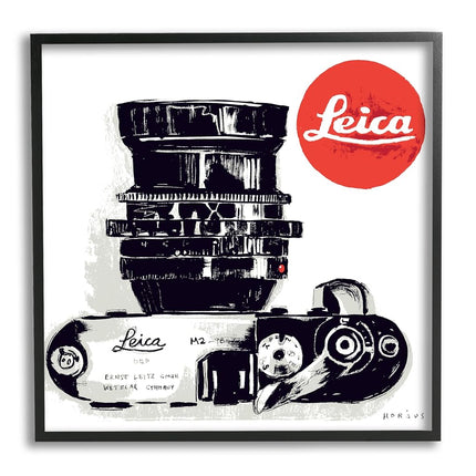 Stupell Industries – Publicité vintage pour appareil photo – Cadre noir Giclée – Œuvre de Peter Horjus