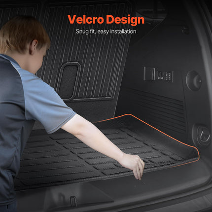 VEVOR Cargo Mats Compatible Chevrolet Tahoe & GMC Yukon 2021-2024, Custom Fit TPE Cargo Liner Set for SUVs, Trunk and Rear Back Seat Protector Replacement, Trunk Mat and Backrest Mats