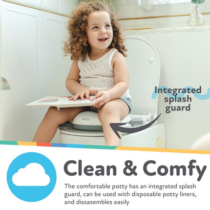 Nuby Go Potty Portable Toddler Toilet, Non-Slip, Travel Ready, Splash Guard, Suitable for 18+ Months (20 Disposable Bags Included)