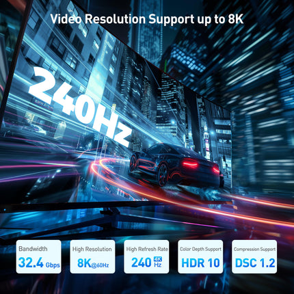 Adaptador DisplayPort 1.4 de ángulo recto 4K@240Hz Cable Matters, adaptador DisplayPort de 90 grados 8K, negro