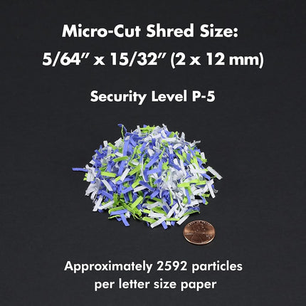 Destructeur de papier micro-coupe haute sécurité Aurora, qualité commerciale, capacité de 200 feuilles en alimentation automatique, 60 minutes, niveau de sécurité P-5