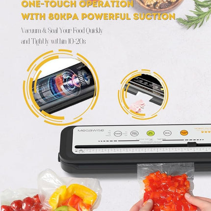 MEGAWISE Vacuum Sealer, Dry Moist Food Saver with Pulse Control