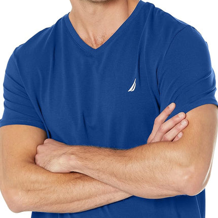 Nautica Men's Short Sleeve Solid Slim Fit V-Neck T-Shirt, Royal Blue, Large