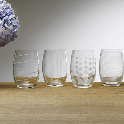 Mikasa Cheers Stemless Wine Glass, 17-Ounce, Set of 4, Clear