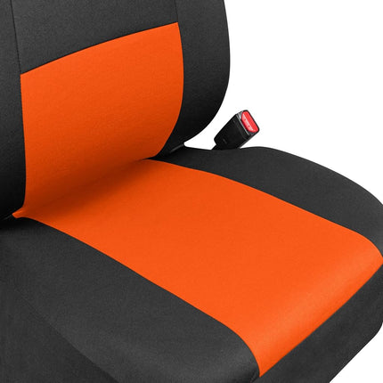 BDK PolyPro Car Seat Covers Full Set in Orange on Black, Front and Rear Split Bench Seat Covers for Cars, Easy to Install Car Seats Cover Set and Accessories for Auto Trucks Van SUV - Orange