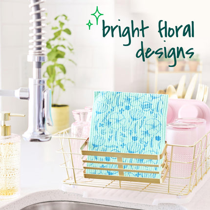 Paños de esponja Scotch-Brite, reutilizables, absorbentes y decorativos, toallitas aptas para lavavajillas, ideales para utensilios de cocina antiadherentes, azulejos, encimeras, espejos y grifos, 2 paños de cocina