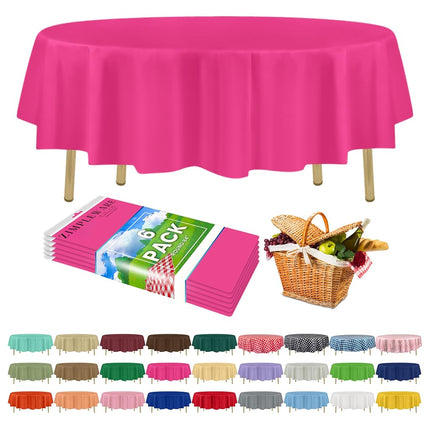 ZIMPLEWARE Premium Hot Pink Plastic Table Cloth Di