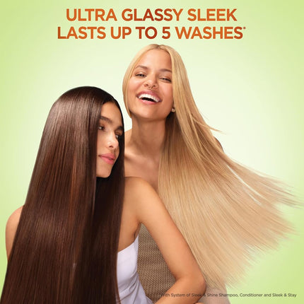 Garnier Fructis Sleek & Shine Shampoo, Conditioner + Anti-Frizz Serum Set for Frizzy, Dry Hair, Argan Oil (3 Items), 1 Kit (Packaging May Vary)