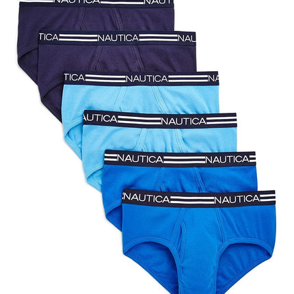 Nautica Men's 6 Pack Classic Cotton Fly Front Briefs, Multicolor, L (Pack of 6)