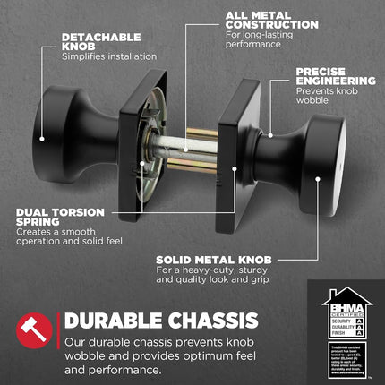Kwikset 97402-854 Pismo Keyed Entry Door Knob Featuring SmartKey Security, Round, Iron Black