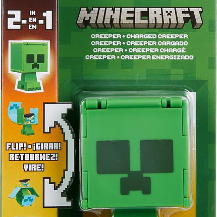 Mattel Minecraft Flippin’ Figs Figures Collection with 2-in-1 Fidget Play, 3.75-in Scale, Large Heads & Pixelated Design (Characters May Vary), HTL46