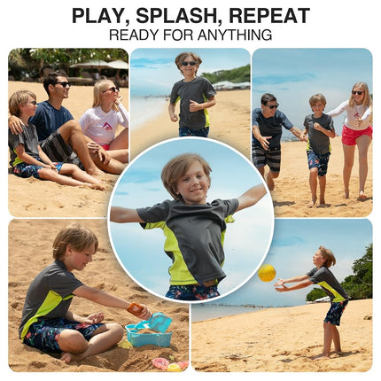 Kanu Surf Garçon T-shirt de bain anti-UV à manches courtes UPF 50, Cb Charcoal, 4T