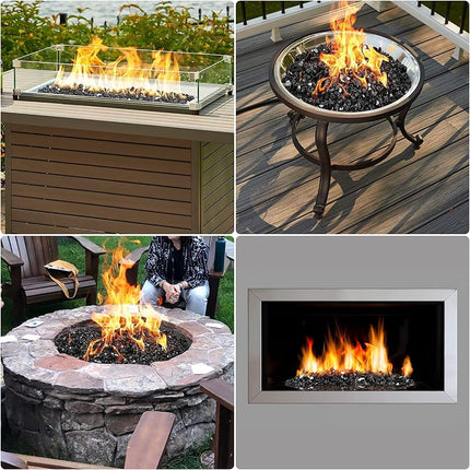 Mr. Fireglass 1/2 inch Reflective Fire Glass for Fireplace Fire Pit and Landscaping 10 lb High Luster Onyx Black