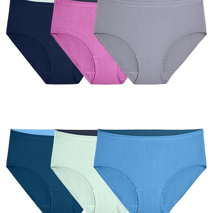 Fruit of the Loom Ropa Interior Transpirable Multipack para Mujer (Colores Surtidos), Micromalla - Bikini de Tiro Bajo (Paquete de 6), Talla XXXG (10)