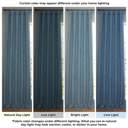 HPD Half Price Drapes Extra Wide Linen Room Darkening Curtain (1 Panel) 100 X 96, BOCH-LN21330-96-DW, Reverie Blue