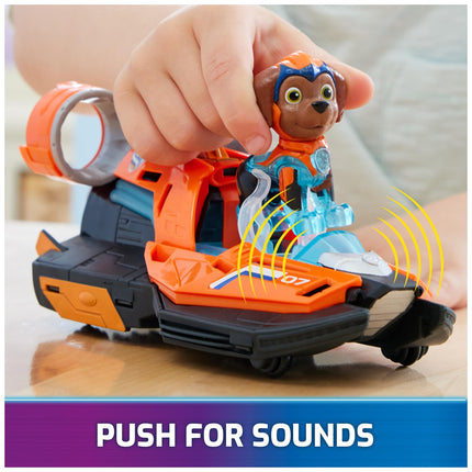 La Patrulla Canina: La Superpelícula, lancha de juguete con figura de acción de Zuma de los Mighty Pups, luces y sonidos, juguetes para niños y niñas de 3 años en adelante