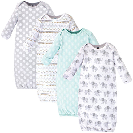 Hudson Baby Baby Girls' Cotton Gowns, Gray Elephan