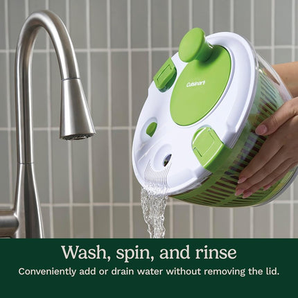 Cuisinart Escurridor de Ensalada Grande Spin Stop - Lave, Seque y Escurra Verduras de Hoja Verde, Frutas y Verduras, 4.7 L, CTG-00-SAS1