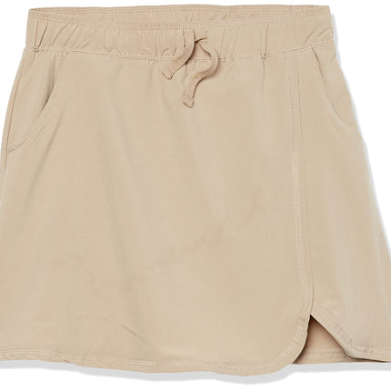 Nautica Girls School Uniform Pull-on Scooter Skirt with Undershorts, Knit Waistband & Functional Pockets, Khaki/Wrap, 6