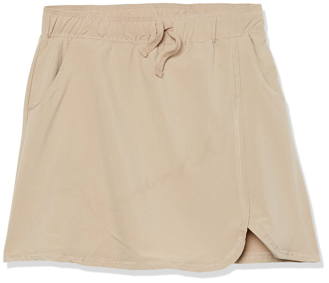 Nautica Girls School Uniform Pull-on Scooter Skirt with Undershorts, Knit Waistband & Functional Pockets, Khaki/Wrap, 6