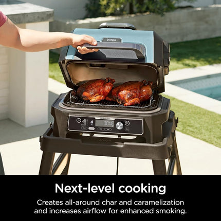 Ninja XSKRSTRKXL Parrilla de madera para asar y ahumar, compatible con las series OG800 y OG900, eleva los alimentos para carbonizarlos y absorber el humo por completo, mayor flujo de aire, parrilla de acero para ahumar, plateada