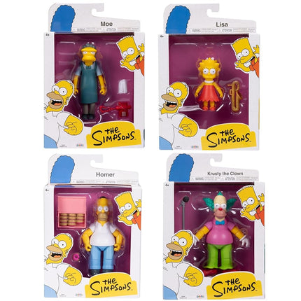 Disney The Simpsons Action Figures 4-Pack 5-Inch Collectible Figures from Jakks Pacific's Wave 2 - Lisa, Krusty, Moe and Homer