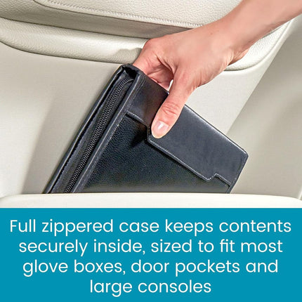 High Road Faux Leather Glove Box and Console Organizer for Manual, Registration and Insurance Documents