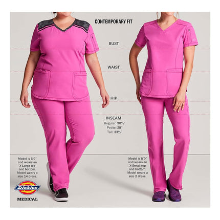 Dickies EDS Signature Scrubs for Women, Contemporary Fit V-Neck Womens Tops in Soft Brushed Poplin 85906, Wine, XXL Plus