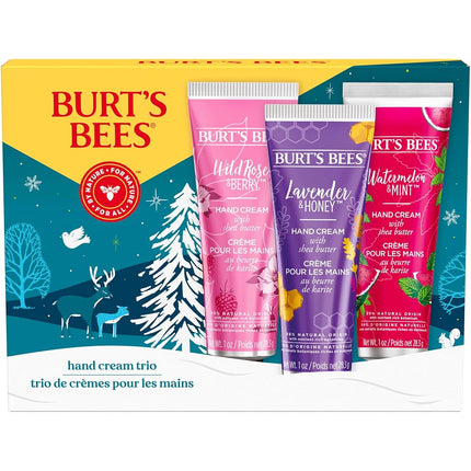 Burt's Bees Hand Cream Gift Set With Shea Butter, Lavender and Honey, Wild Rose and Berry and Watermelon and Mint, 3 Pack