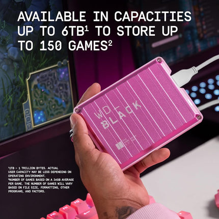 WD_BLACK P10 4TB Game Drive, Portable External Hard Drive for On-The-Go Access to Your Game Library, Works with Playstation, Xbox, PC, Save up to 150 games, Includes One Month Discord NITRO offer-PINK