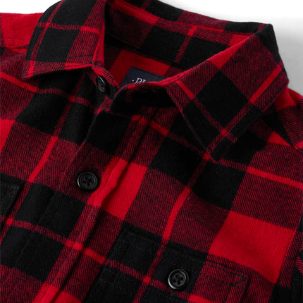The Children's Place Boys' Long Sleeve Plaid Flannel Button Up Shirt, Red Buffalo Plaid, XX-Large