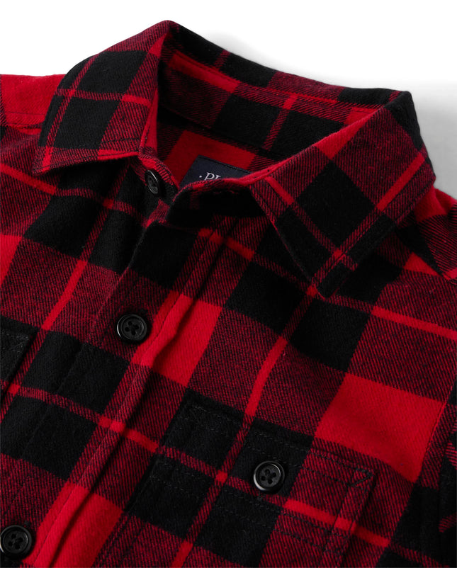 The Children's Place Boys' Long Sleeve Plaid Flannel Button Up Shirt, Red Buffalo Plaid, XX-Large