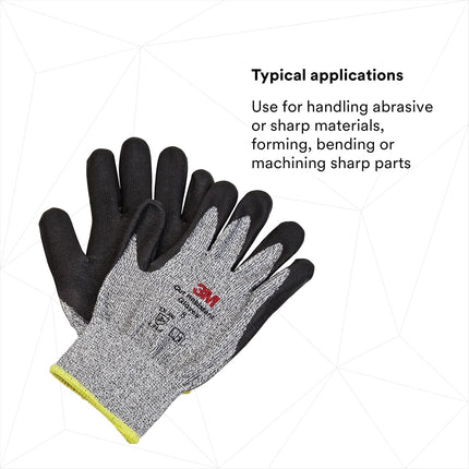 3M Comfort Grip Gloves CGL-CR, Cut Resistant (ANSI 3), Size L (Pair of Gloves), Grey