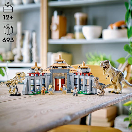 LEGO Jurassic Park Visitor Center: T. rex & Raptor Attack 76961 Buildable Dinosaur Toy; Gift for Teens and Kids Aged 12 and Up, Including a Dino Skeleton Figure, 6 Minifigures and More