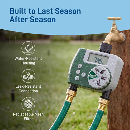 Orbit 58910 Programmable Hose Faucet Timer, 2 Outlet, Green