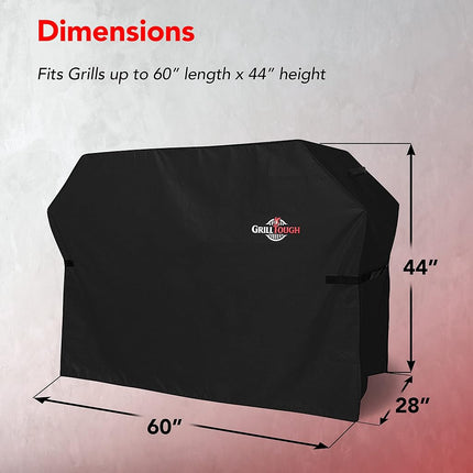 GrillTough Heavy Duty BBQ Grill Cover for Outdoor Grill – Waterproof, Weather Resistant, UV & Fade Resistant with Adjustable Straps – Gas Grill Cover for Weber, Charbroil (152L x 71W x 112H cm)