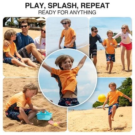 Kanu Surf Tee-shirt de bain anti-UV à manches courtes pour bébé garçon UPF 50+, CB Orange, 2T