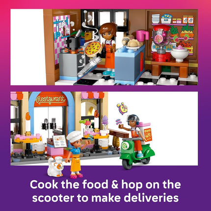 LEGO Friends Restaurant and Cooking School Set, Food Role-Play Toy with 4 Character Mini Dolls, a Cat Figure and Accessories, Birthday Gift for 8 Plus Year Old Girls 42655