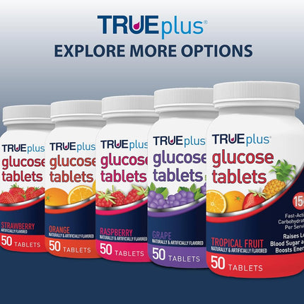 TRUEplus® Glucose Tablets, Tropical Fruit Flavor - 50ct Bottle (6)