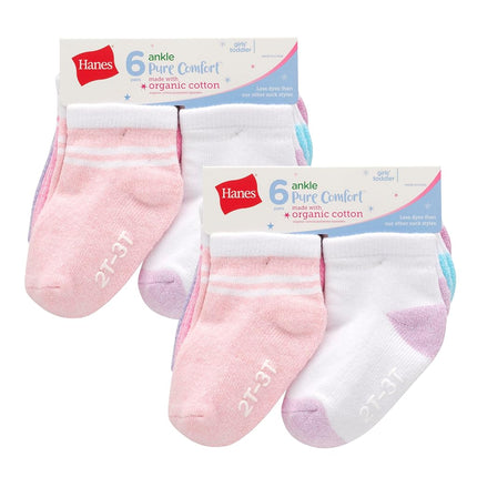 Hanes Baby and Toddler, Non-Slip Grip Ankle Socks, Boys' and Girls', Multipacks, White/Pink/Heather Pink/Purple - 12 Pack, 6-12 Months