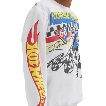 Wrangler Boys' Youth Crewneck “Rodeo” Pullover, White, Small