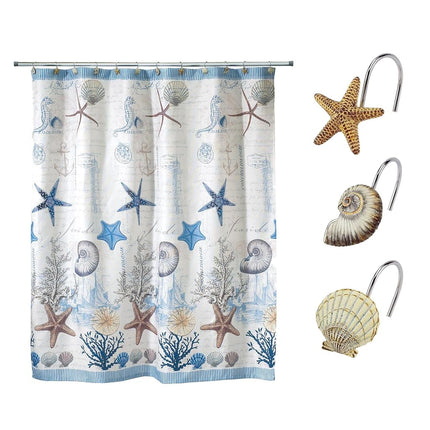 Avanti Linens - Fabric Shower Curtain, Nautical Bathroom Decor (Antigua Collection, 72")