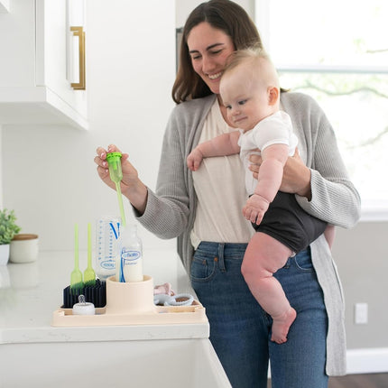 Dr. Brown’s 2-in-1 Dry & Prep Silicone Mat, Silicone Baby Bottle Drying Mat with Removable Pegs for Baby Essentials, Built-in Bottle Prep, BPA-Free